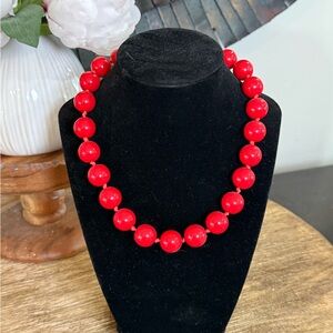 Red Beaded chunky Statement Necklace - never worn SUMMER / College
